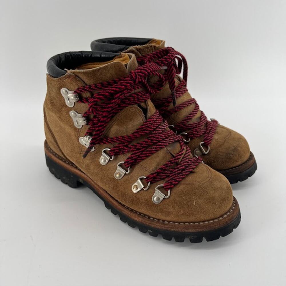 VTG Herman Survivors Suede Mountaineering Boots Size 7M Rugged Outdoor Vibram
